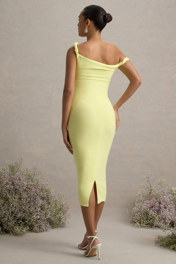 Salome Lemon Twisted Asymmetric Maternity Midi Dress